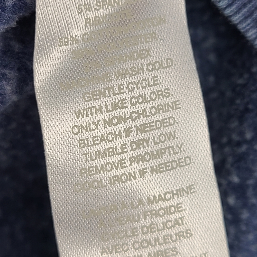 Z by Zella Warn In Blue Chambray-like Fleece Pullover Workout Athletic Sweater L - Picture 4 of 8